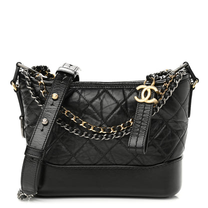 Chanel Aged Calfskin Quilted Small Gabrielle Hobo Black 1 of 10