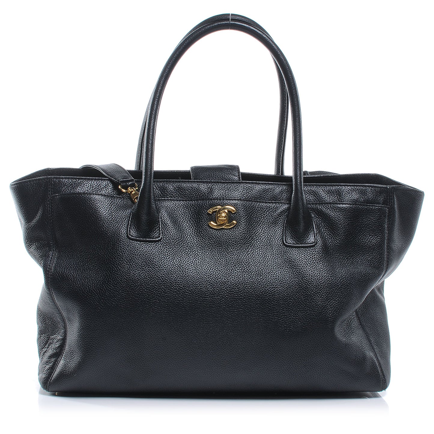 Calfskin Cerf Executive Shopper Tote Black