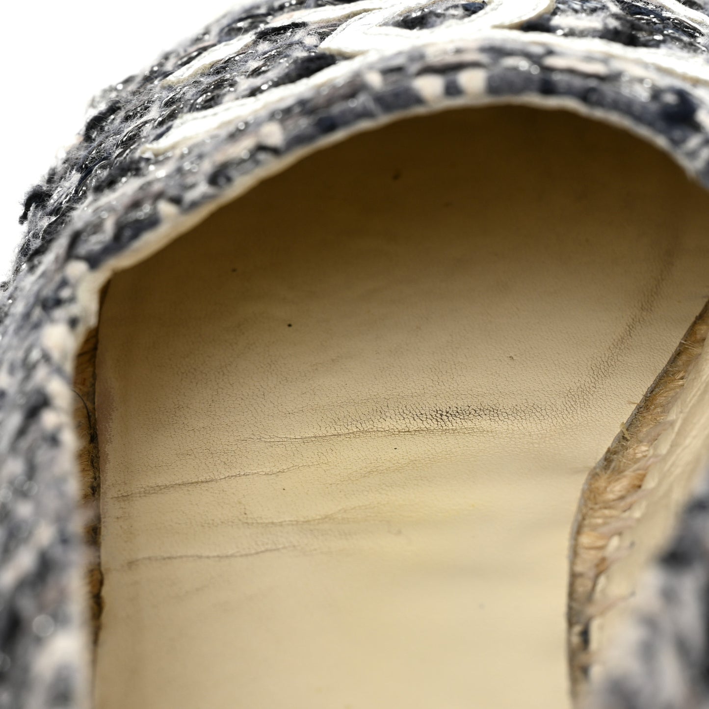 Metallic Tweed Lambskin CC Espadrilles 38 Black Silver