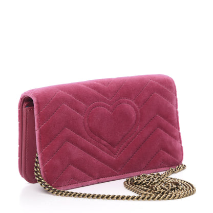 Gucci Velvet Matelasse Love Embroidered GG Marmont Mini Bag Light Raspberry Rose 2 of 9