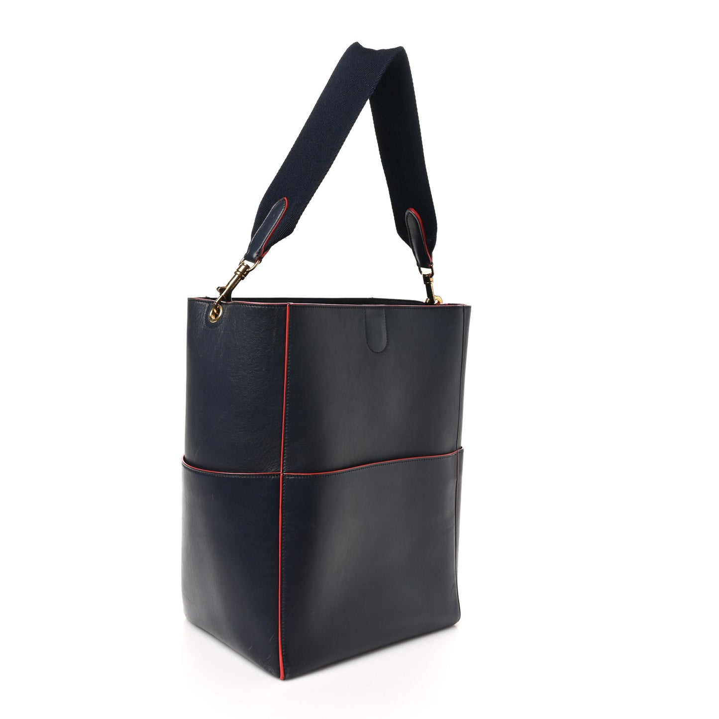 Supersoft Calfskin Sangle Bucket Bag Navy
