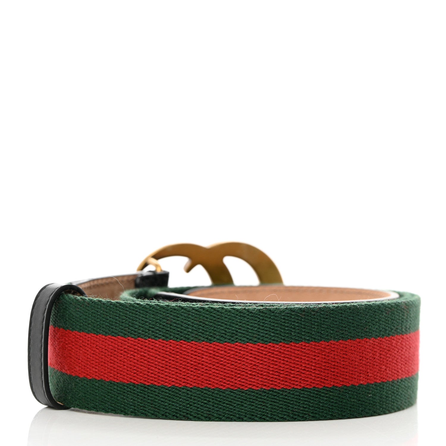 Gucci Nylon Calfskin Double G Web 40mm Belt 95 38 Green Red Black 2 of 4