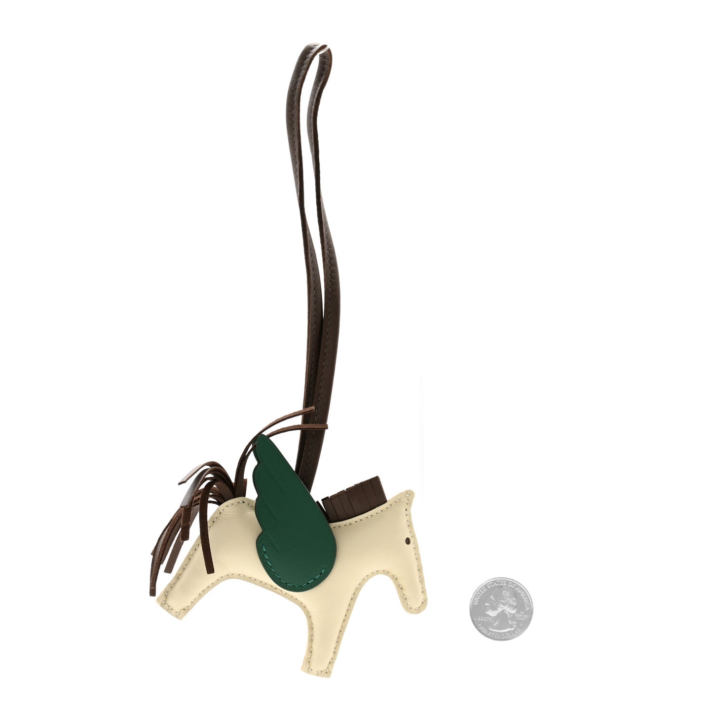 Milo Lambskin Grigri Rodeo Pegase Horse Bag Charm PM Craie Chocolate Vert Moyen