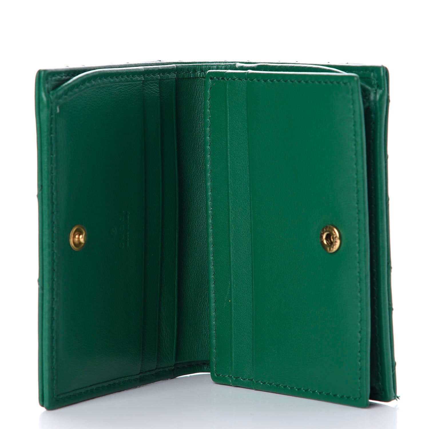 Gucci Calfskin Matelasse GG Marmont Card Case Wallet Emerald 5 of 10