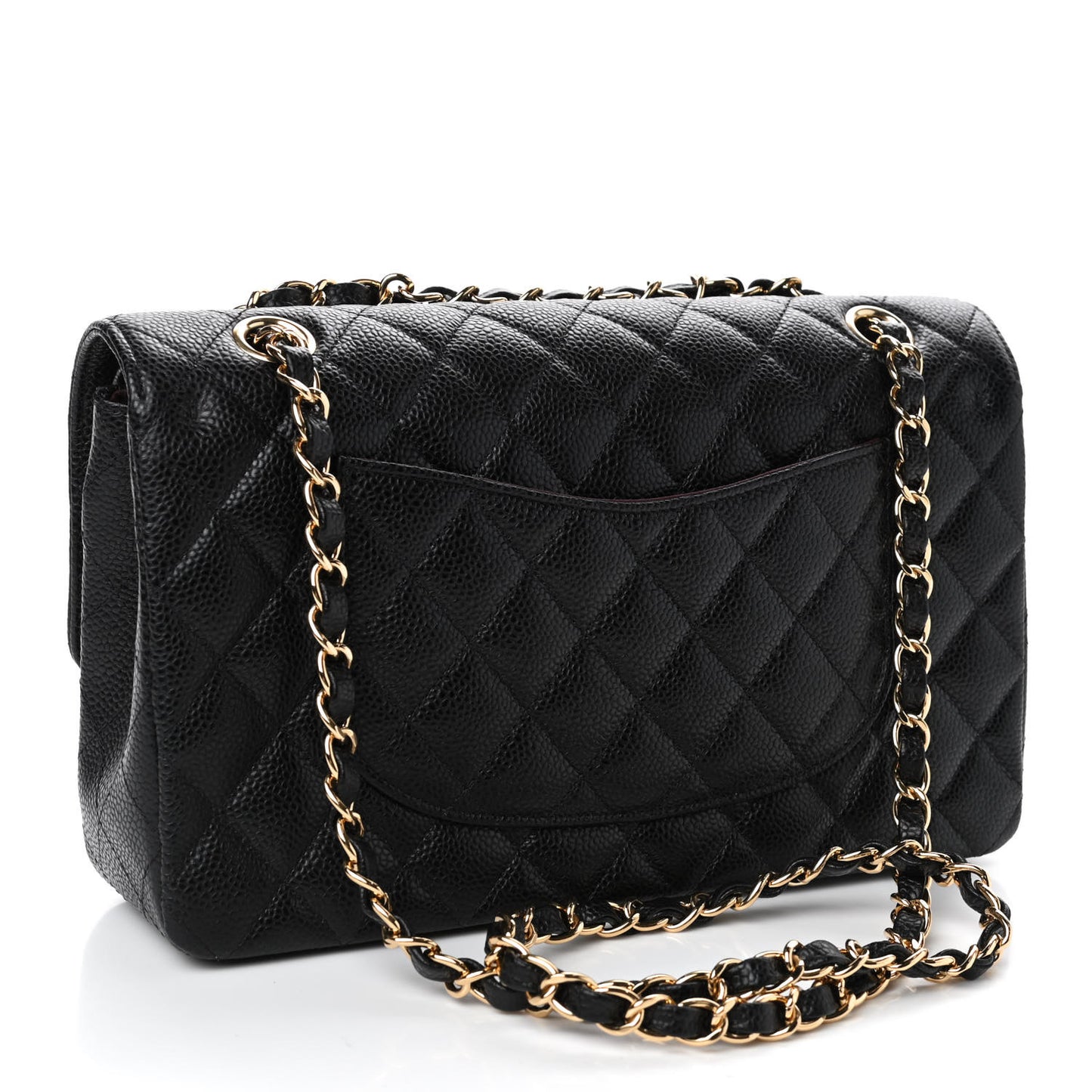 Caviar Quilted Medium Double Flap Black