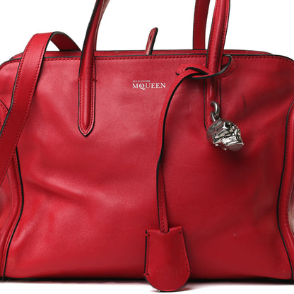 Alexander McQueen Pebbled Calfskin Small Skull Padlock Zip Around Tote Red 7 of 13