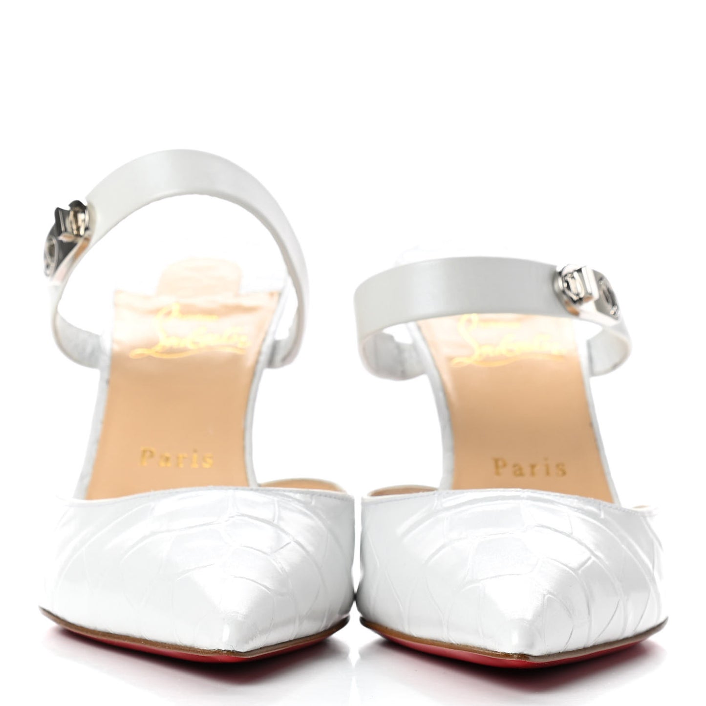 Calfskin Crocodile Embossed Choc Lock 85 Sandals 38.5 Bianco