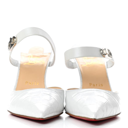 Christian Louboutin Calfskin Crocodile Embossed Choc Lock 85 Sandals 38.5 Bianco 2 of 7