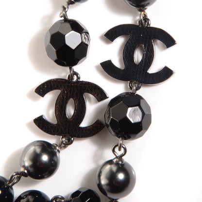 Chanel Ruthenium Pearl Beaded CC Long Necklace Black 3 of 5