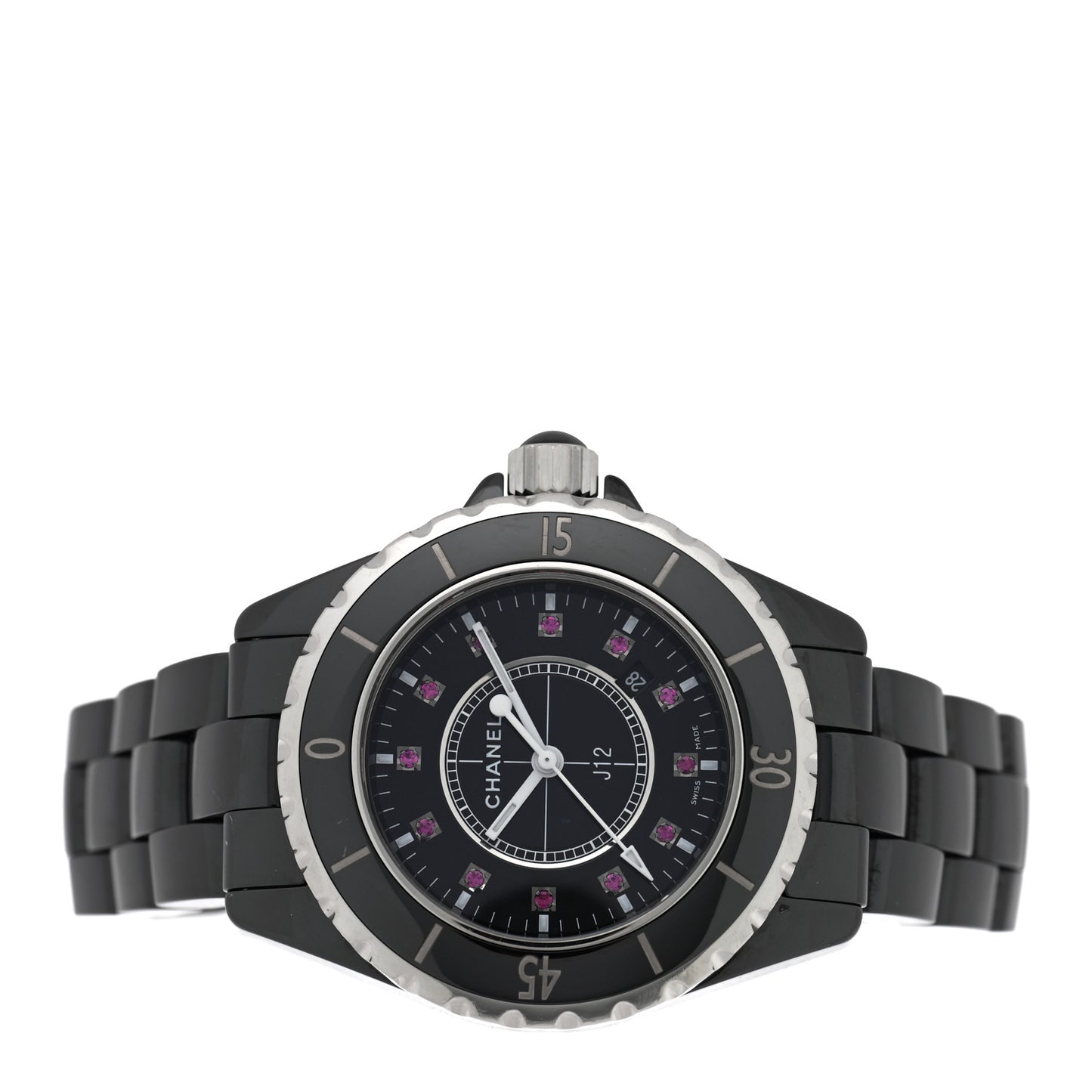 Stainless Steel Ceramic Ruby 33mm J12 Quartz Watch Black