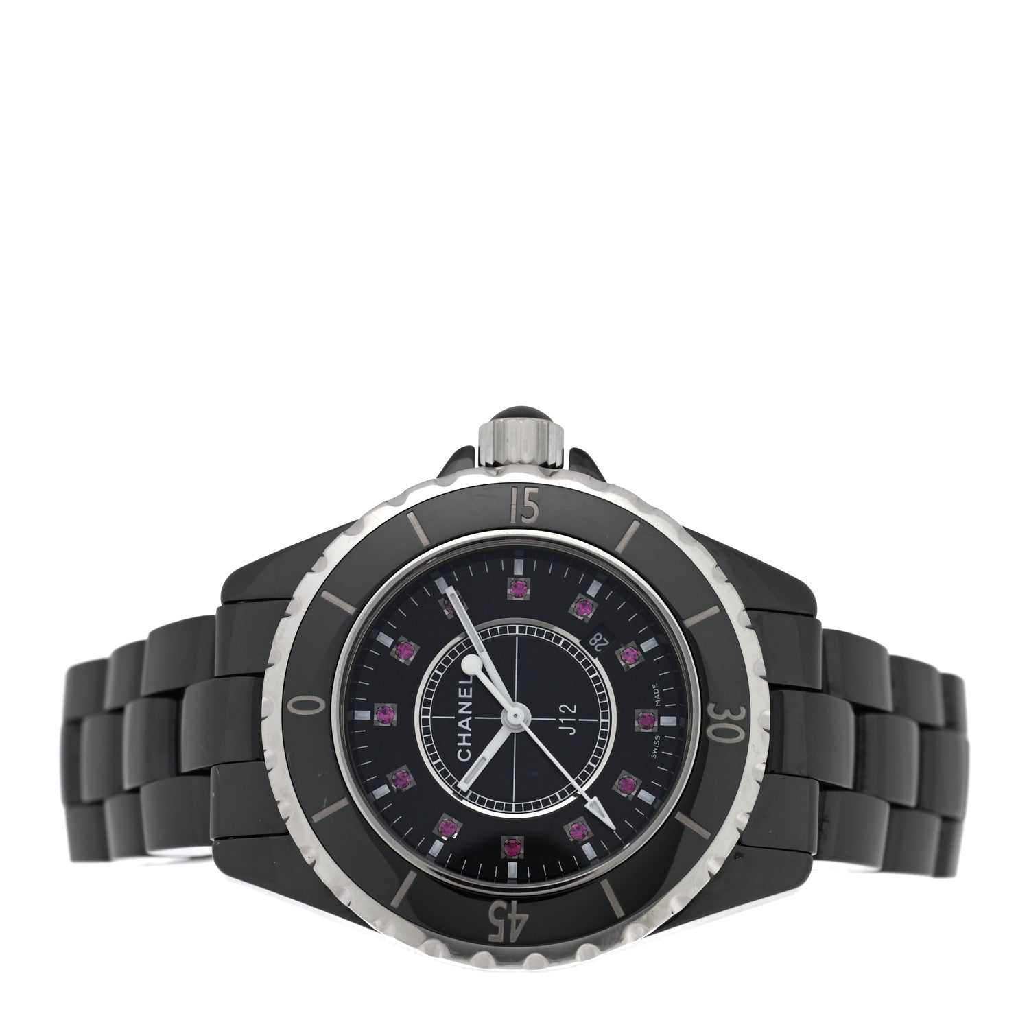 Chanel Stainless Steel Ceramic Ruby 33mm J12 Quartz Watch Black 2 of 4