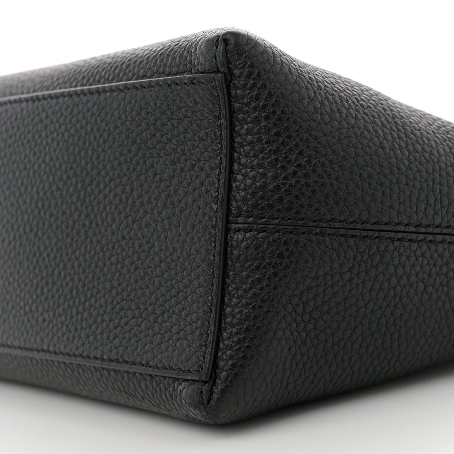 Grained Calfskin Rockstud Shoulder Tote Black