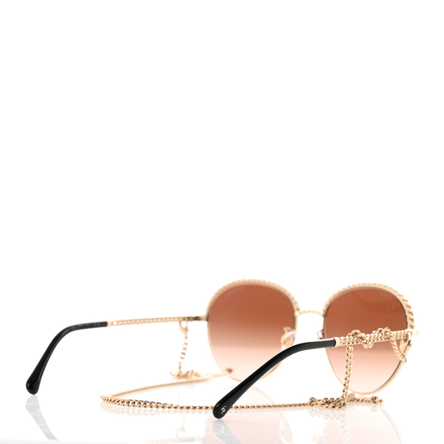 Metal Chain Pantos Sunglasses 4242 Gold Brown