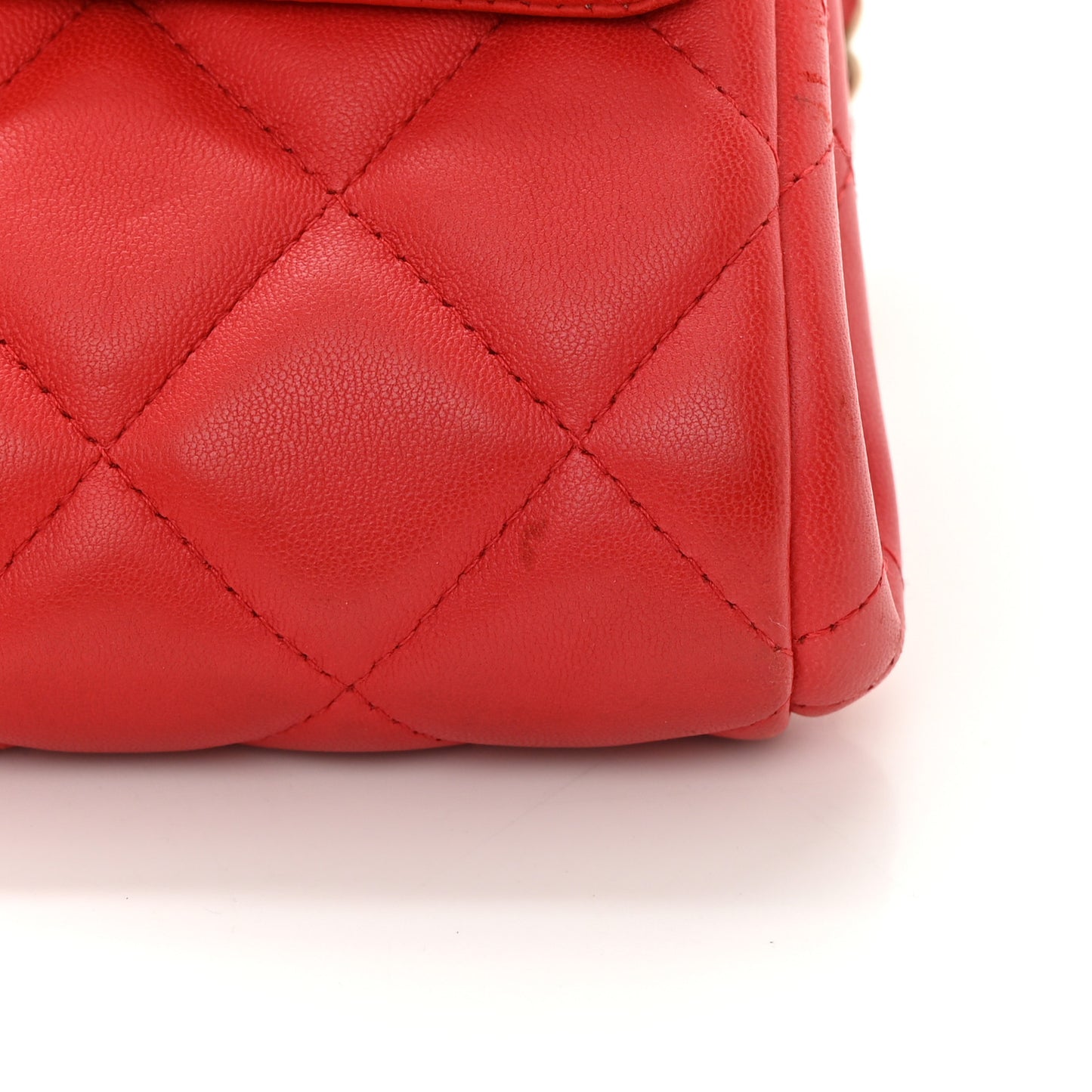 Lambskin Quilted Clutch with Chain Flap Red
