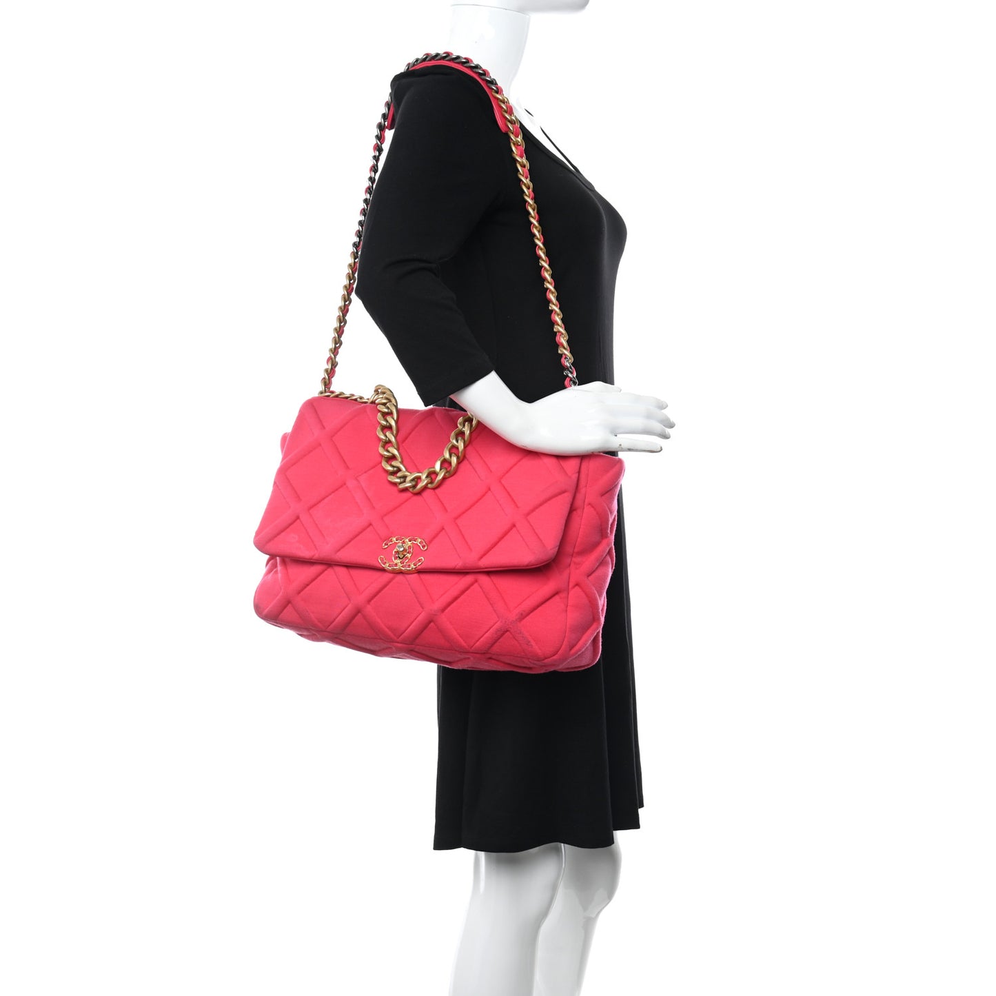 Jersey Lambskin Quilted Maxi Chanel 19 Flap Dark Pink