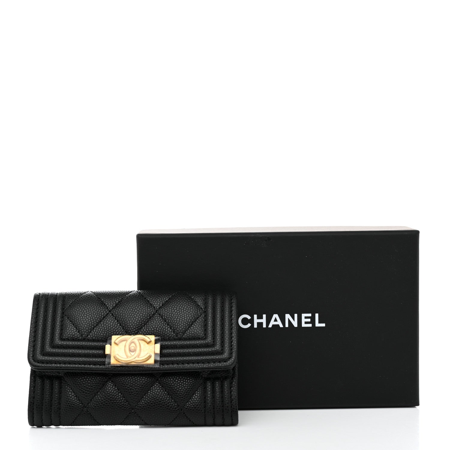 Chanel Caviar Quilted Boy Flap Card Holder Black 8 of 8
