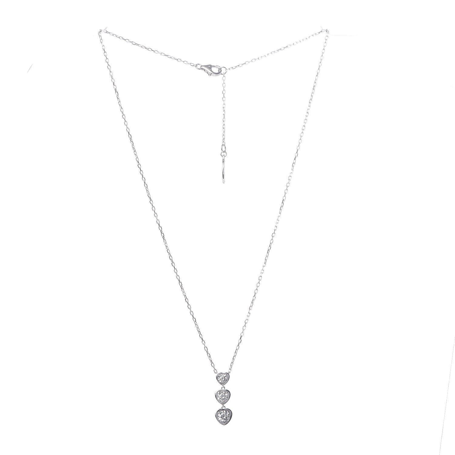 Cartier 18K White Gold Diamond Legers 3 Heart Motif Necklace 3 of 5
