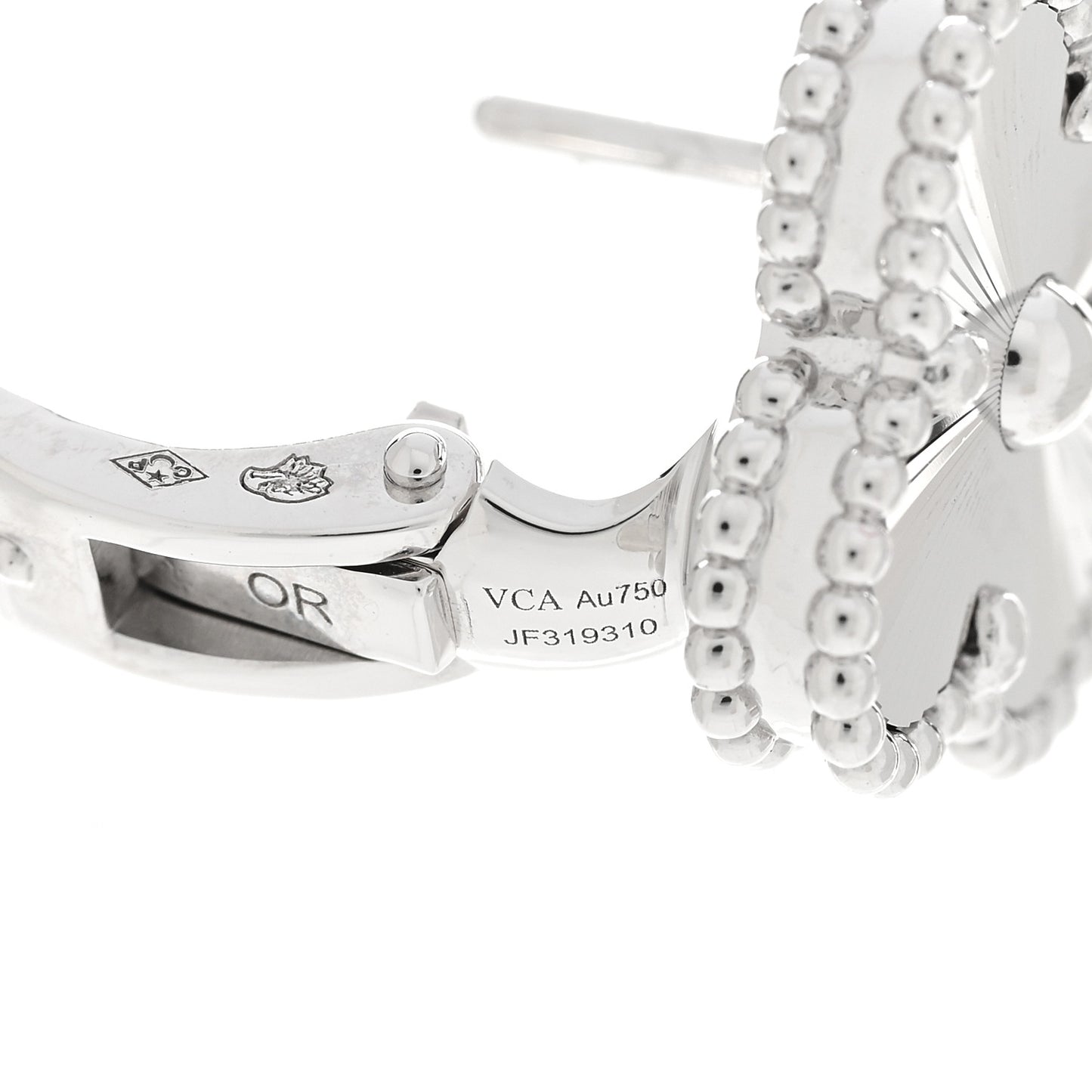 18K White Gold Guilloche Vintage Alhambra Earrings