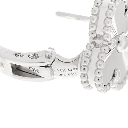 Van Cleef & Arpels 18K White Gold Guilloche Vintage Alhambra Earrings 4 of 5