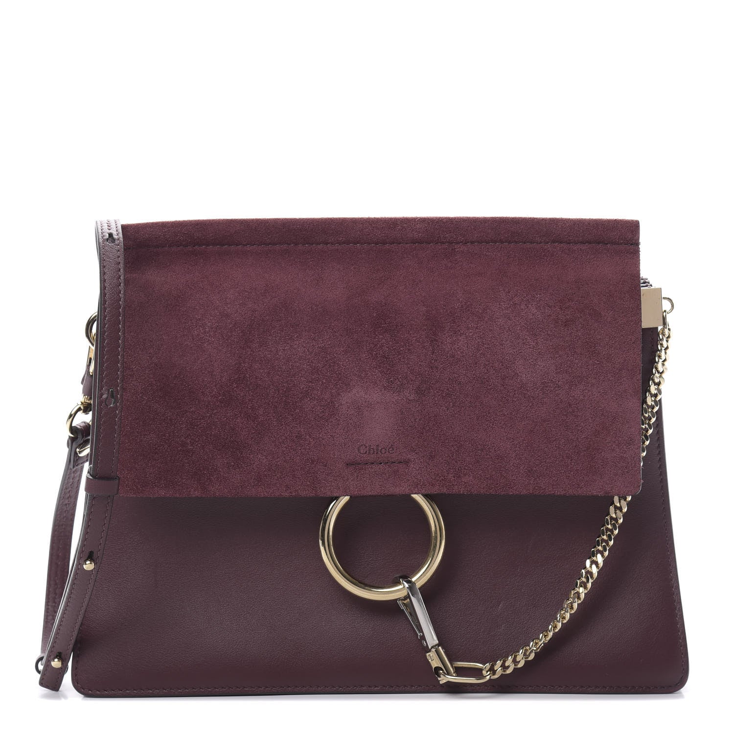 Chloe Calfskin Suede Medium Faye Shoulder Bag Intense Violine 1 of 12