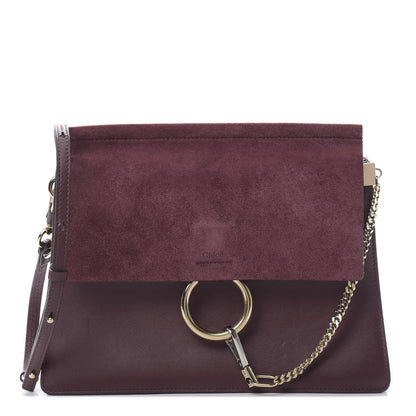 Chloe Calfskin Suede Medium Faye Shoulder Bag Intense Violine 1 of 12