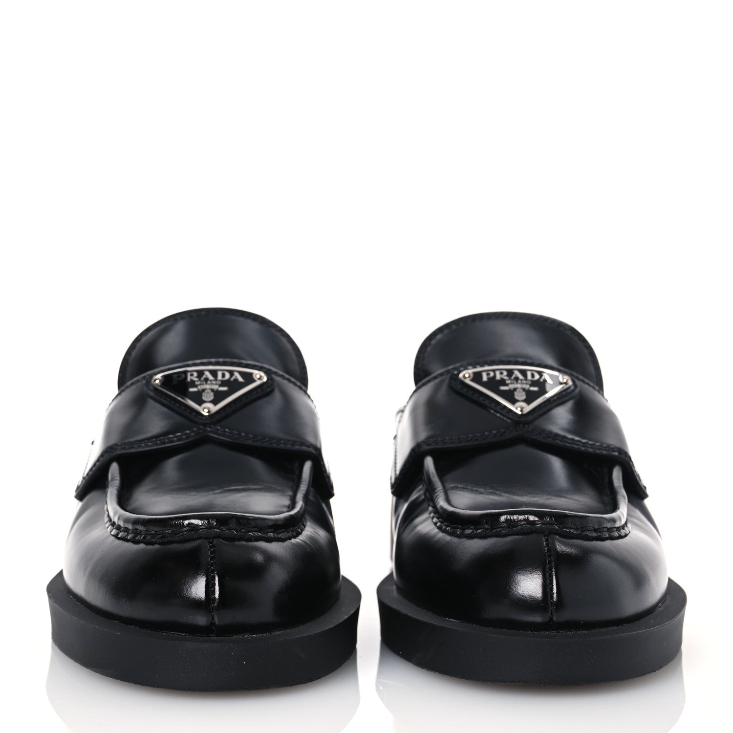 Prada Spazzolato Triangle 40mm Loafer Mules 37 Black 2 of 10