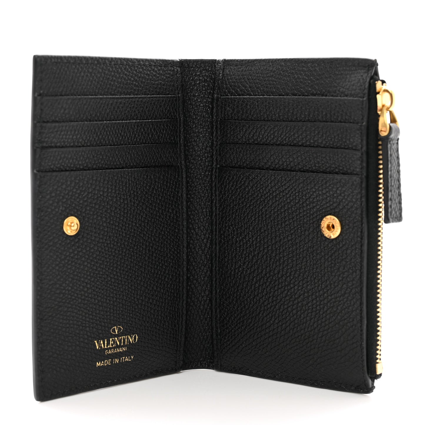 Grained Calfskin VLogo Coin Case Card Holder Black