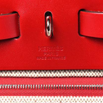 Hermes Toile H Berline Vache Hunter Herbag Zip PM 31 Rouge Piment Ecru 7 of 11