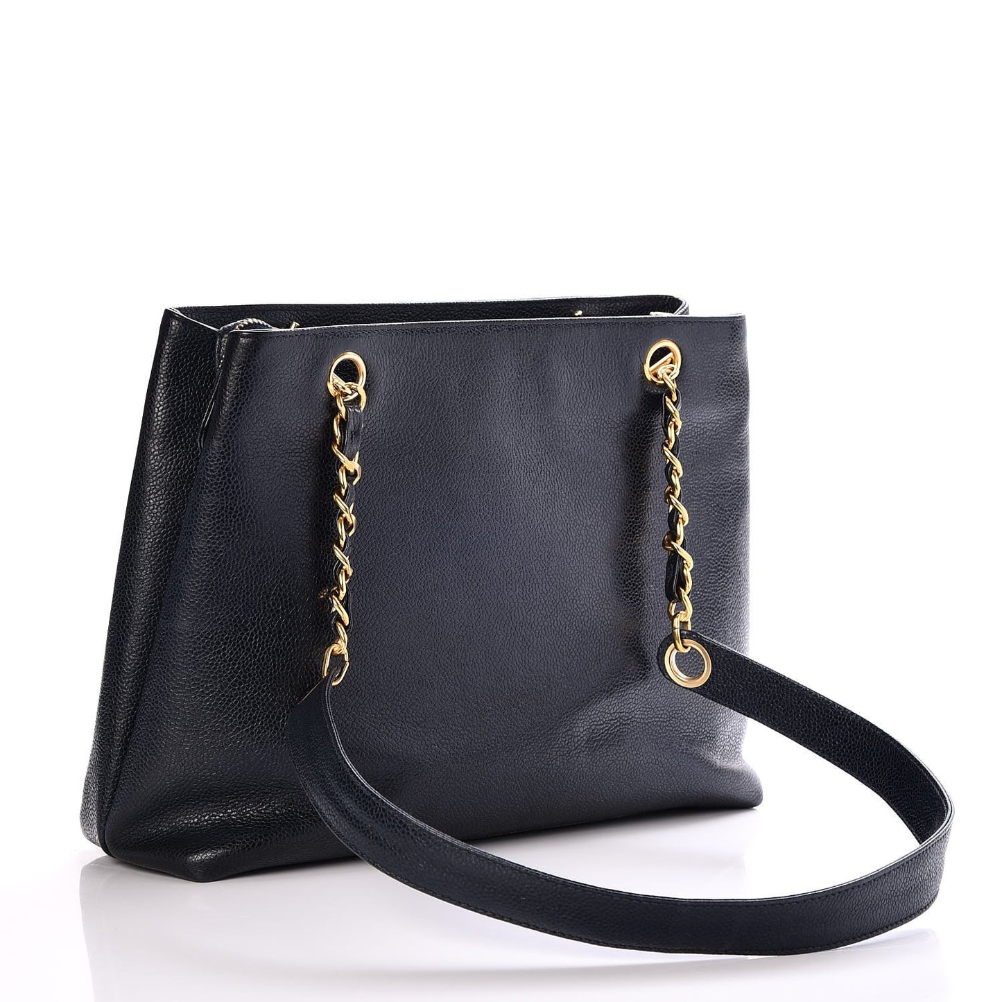 Caviar Flap Shoulder Bag Navy