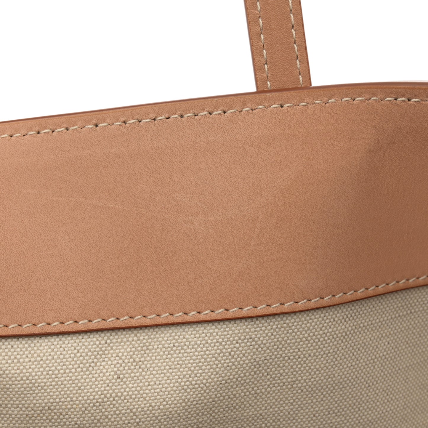 Canvas Calfskin Medium Shopper Tote Naturale Beige