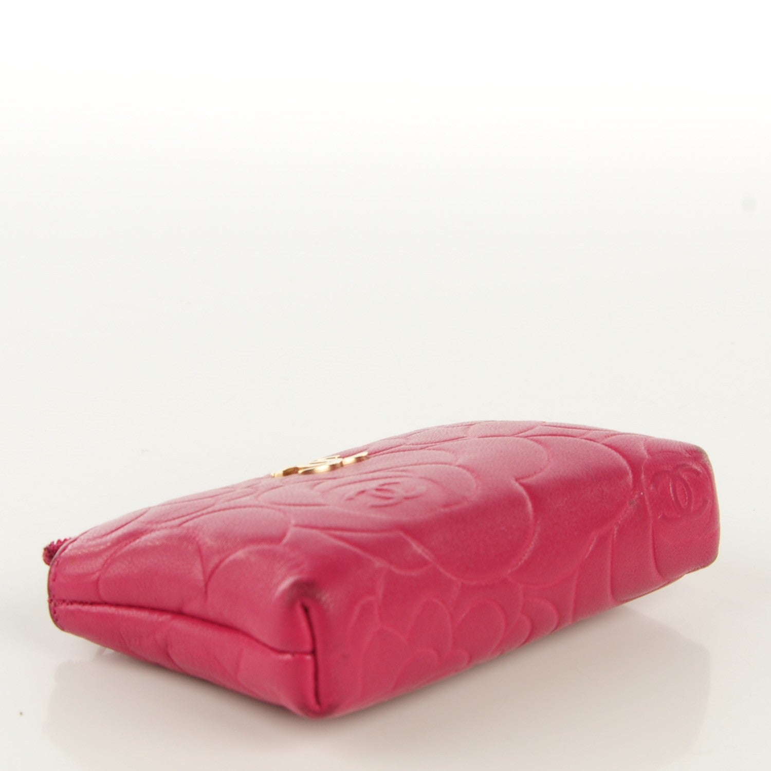 Chanel Lambskin Camellia Embossed Key Holder Case Fuchsia 4 of 10