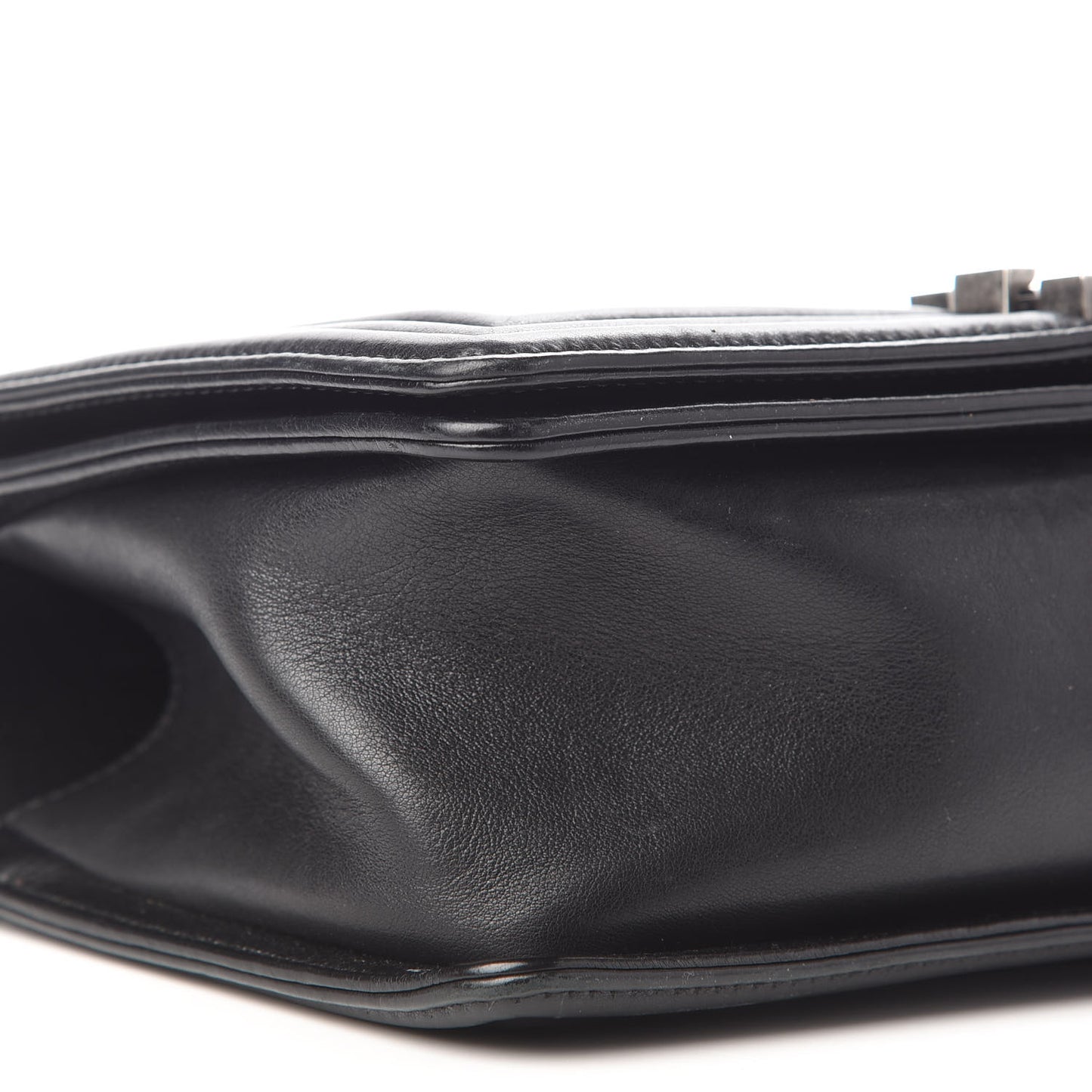 Calfskin Double Stitch Medium Boy Flap Black