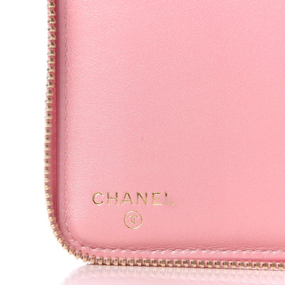 Chanel Iridescent Caviar Quilted Large Zip Around Organizer Wallet Pink 6 of 13