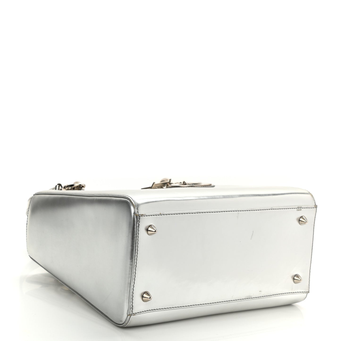 Metallic Patent Calfskin Medium Lady Dior Silver