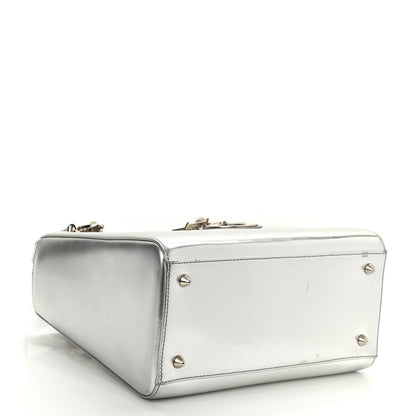 Christian Dior Metallic Patent Calfskin Medium Lady Dior Silver 4 of 12