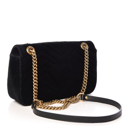 Gucci Velvet Matelasse Small GG Marmont Shoulder Bag Black 3 of 11