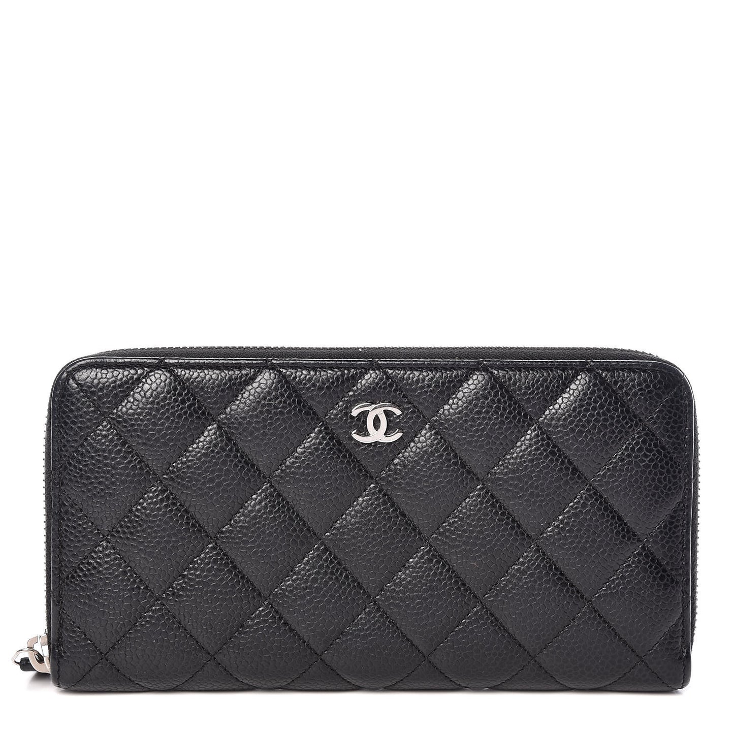 Caviar Quilted Large Gusset Zip Around Wallet Black