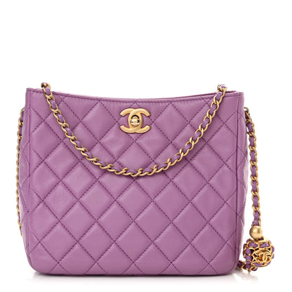 Chanel Lambskin Quilted Small Pearl Crush Hobo Purple 1 of 10