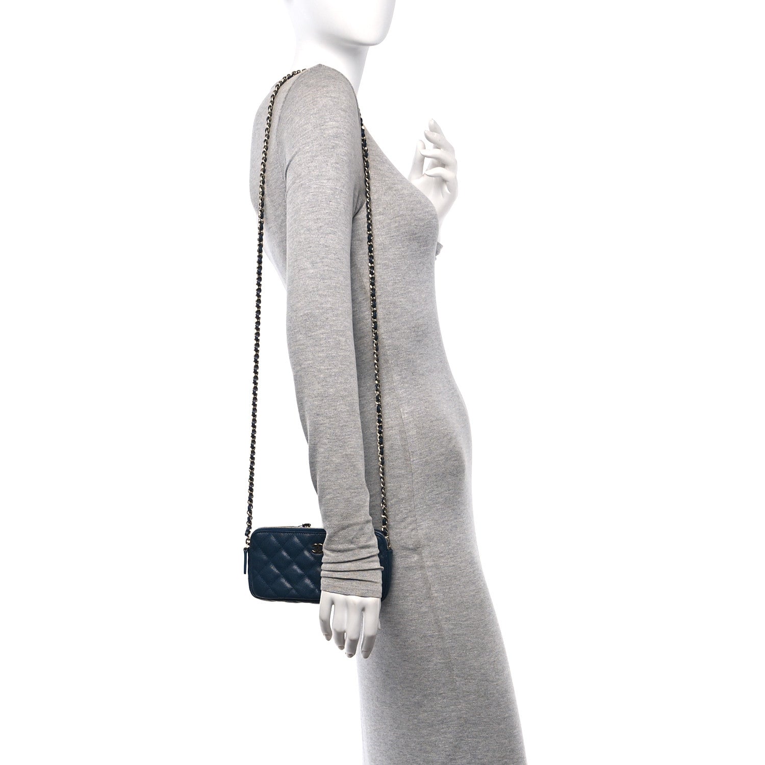 Chanel Caviar Quilted Small Clutch With Chain Blue 2 of 11