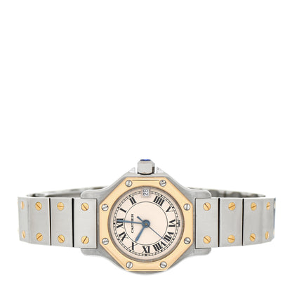 Cartier Stainless Steel 18K Yellow Gold 25mm Santos Octagon Quartz Watch 2 of 4