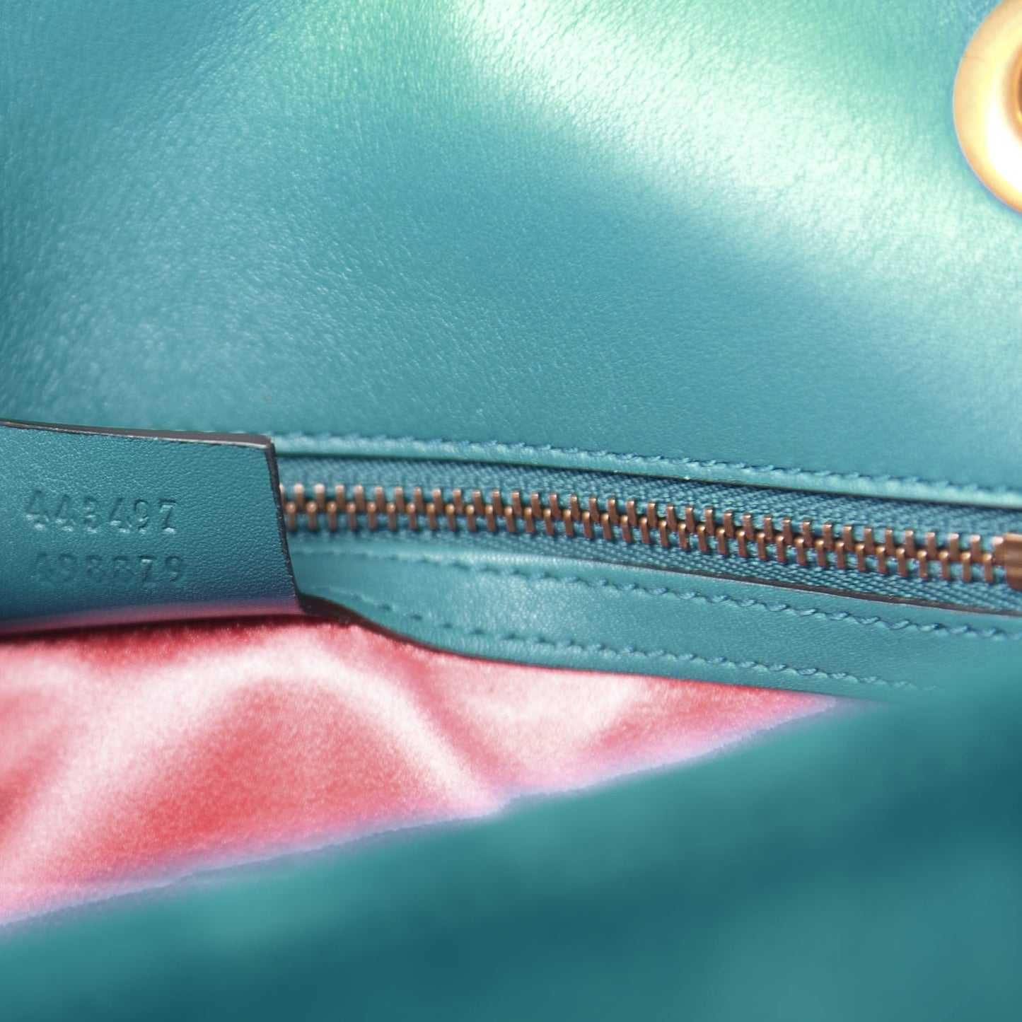 Velvet Matelasse Small GG Marmont Shoulder Bag Pavone Cyan