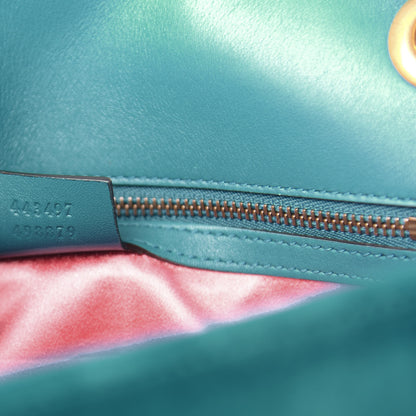 Gucci Velvet Matelasse Small GG Marmont Shoulder Bag Pavone Cyan 8 of 13