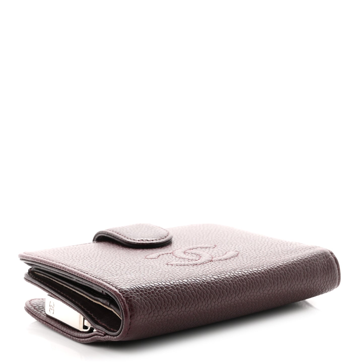 Caviar Timeless CC Zipped Pocket Wallet Burgundy
