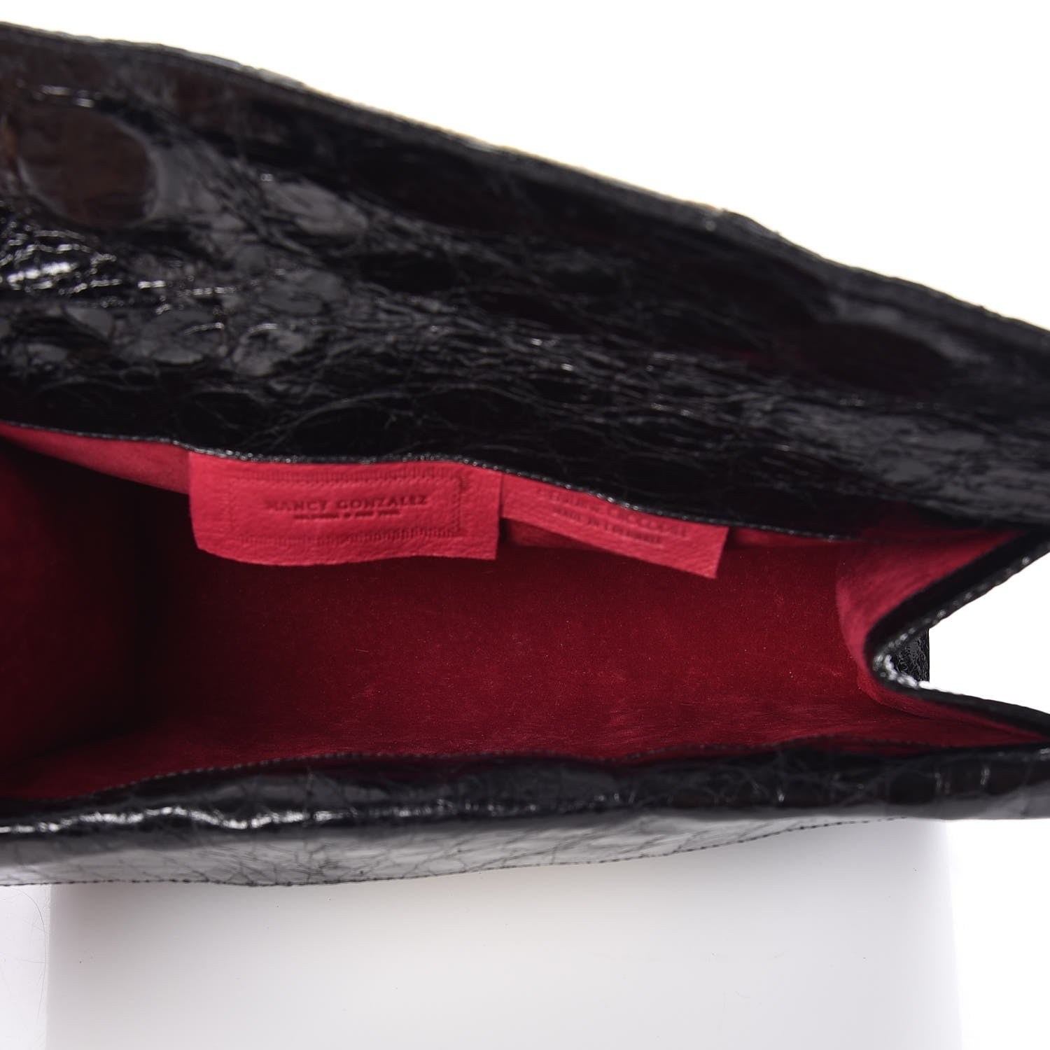 Nancy Gonzalez Crocodile Linen Clutch Black 5 of 6