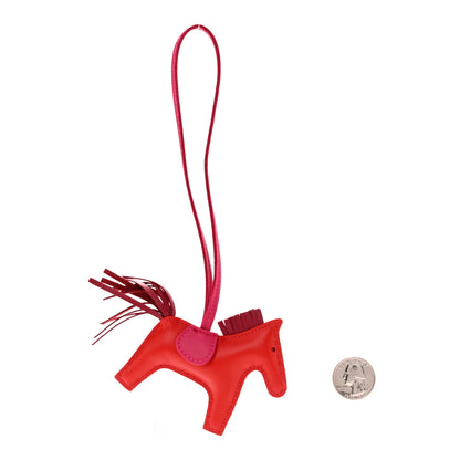 Hermes Milo Lambskin Grigri Rodeo Horse Bag Charm PM Rouge Indien Rubis Rose Mexico 2 of 5