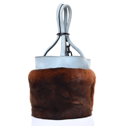 Alexander Wang Rabbit Fur Lambskin Mini Roxy Bucket Rust 3 of 13