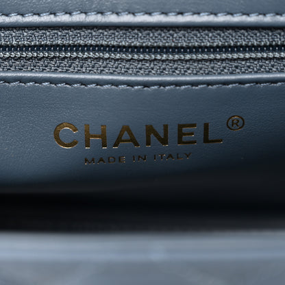 Chanel Shiny Aged Calfskin Quilted Nano Kelly Shopper Dark Blue 6 of 10