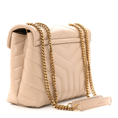 Saint Laurent Calfskin Y Quilted Monogram Small Loulou Chain Satchel Dark Beige 3 of 11