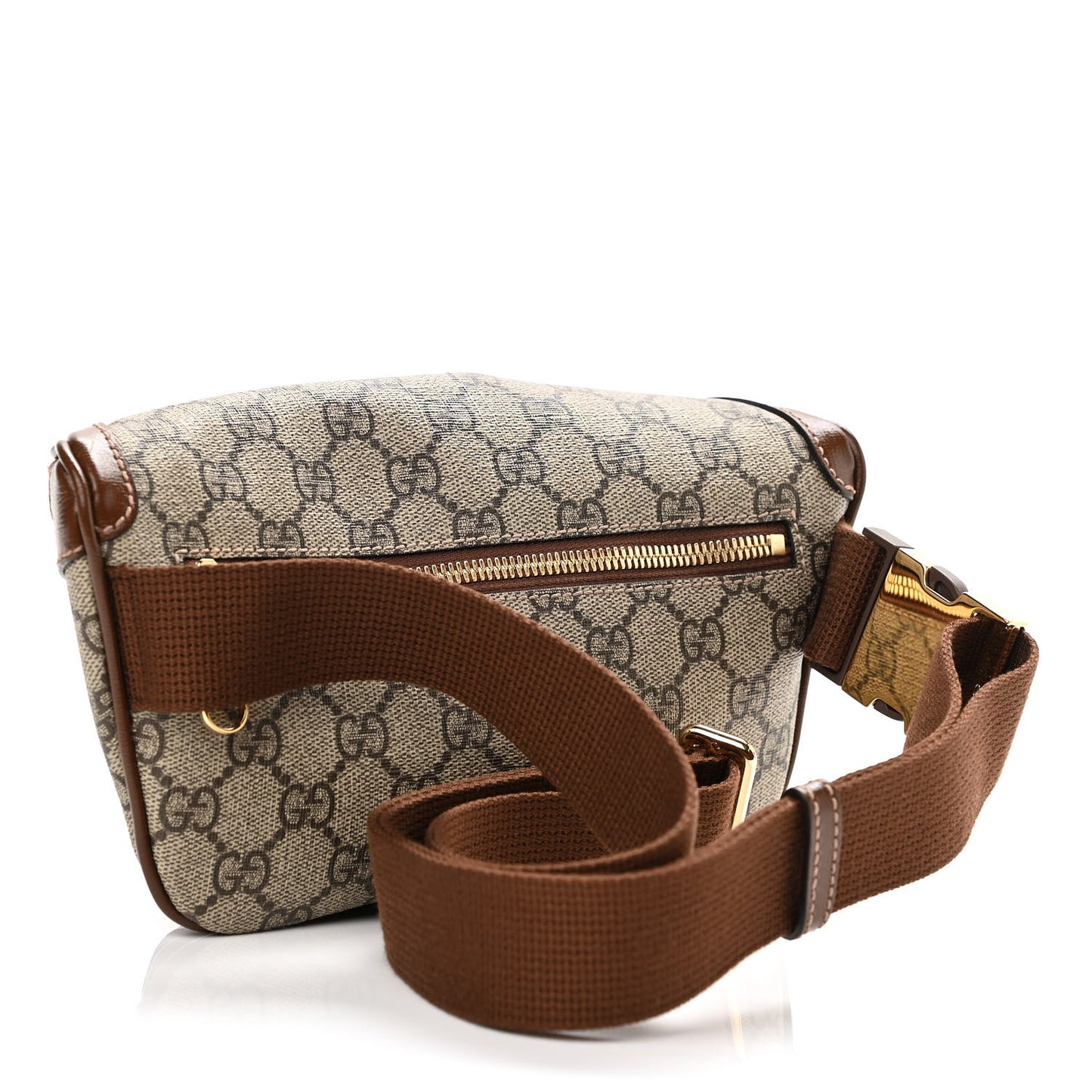 GG Supreme Monogram Textured Calfskin Retro Interlocking G Belt Bag Beige Ebony Brown Sugar