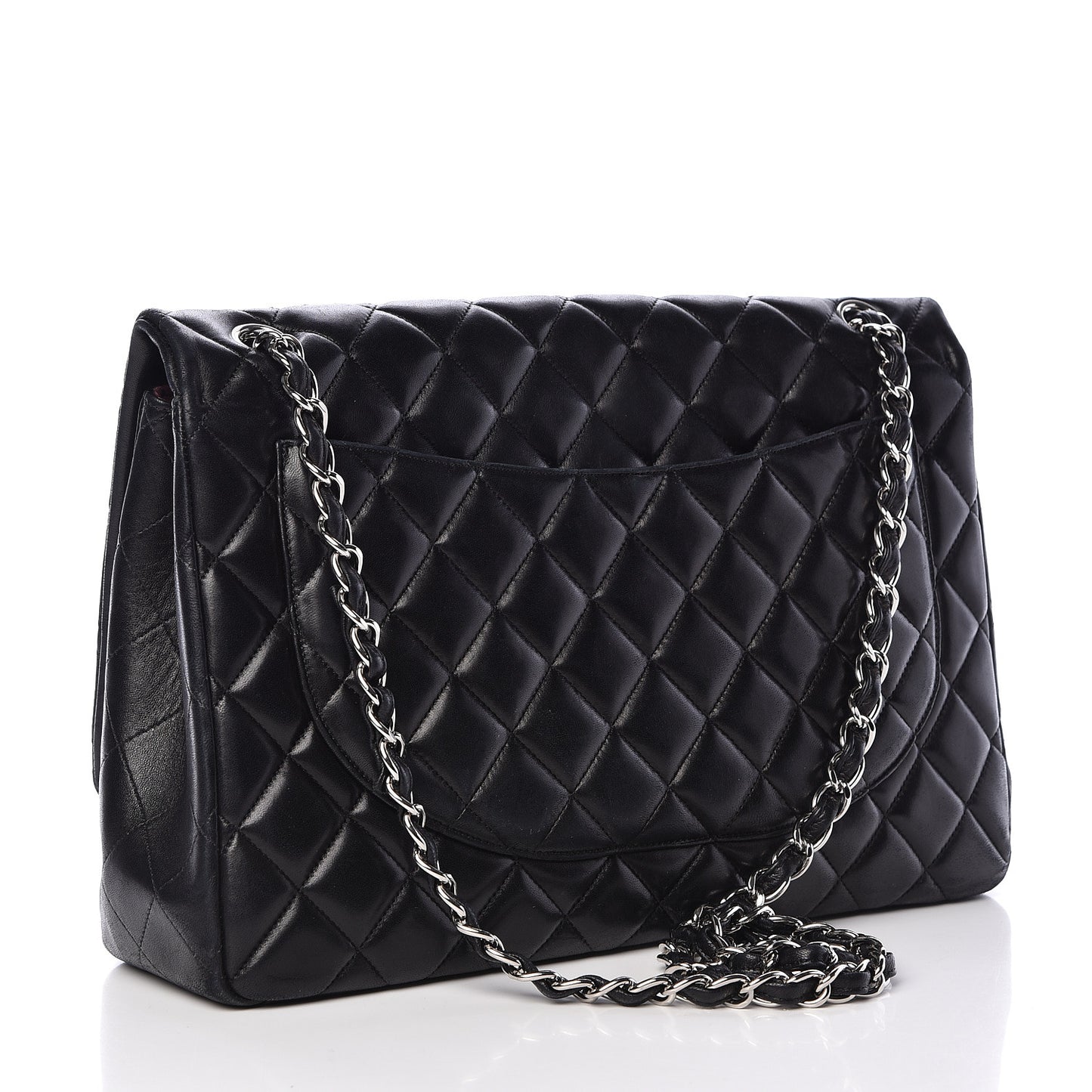 Lambskin Quilted Maxi Single Flap Black